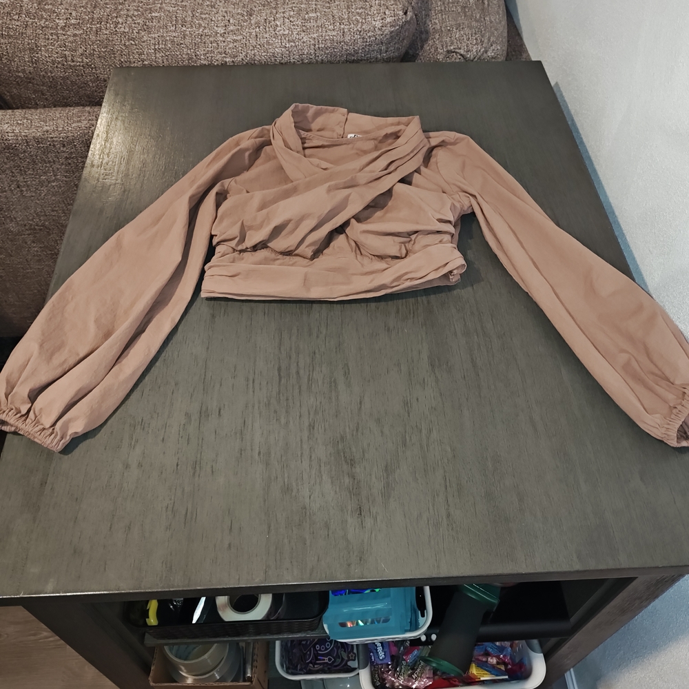 Future Collective Women's Long Sleeve Crop Top With Wrap Around ,Size Xs